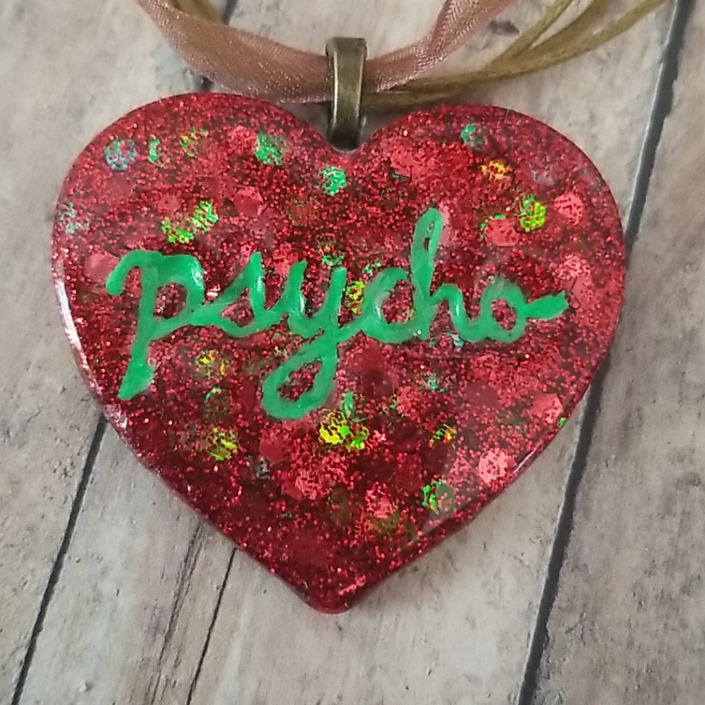 Psycho Heart Resin Necklace